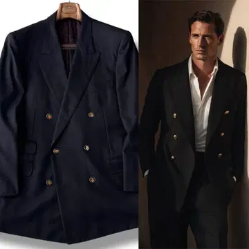 아쿠아 스큐텀 더블 테일러드 자켓 블레이저 블랙 L~XL