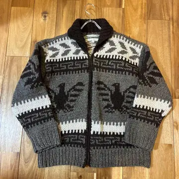 카우친 니트 자켓 울 이글 패턴