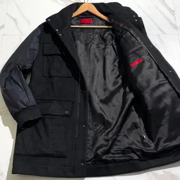 HUGO BOSS 휴고보스 밀리터리 자켓 캐시미어 혼방 후드 블랙