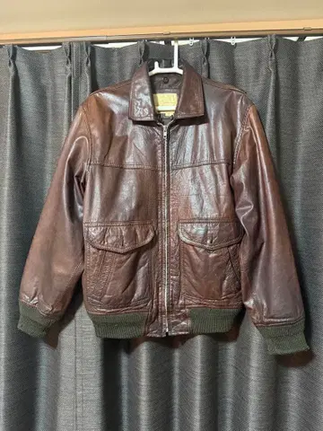 빈티지 가죽 자켓 짧은 기장 브라운 계열 구제 의류 브랜드 미상