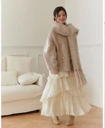 새상품 폴로 오버 사이즈 가디건 머플러 세트