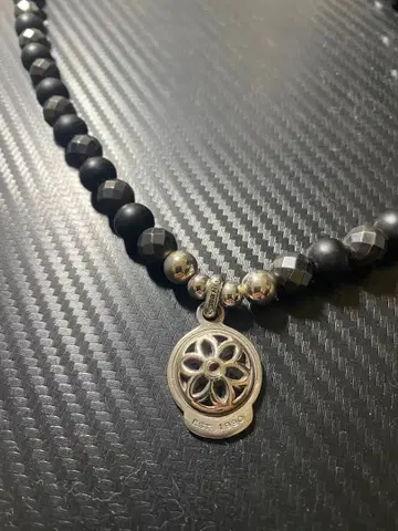 실버 꽃 모티브 목걸이 1990년 제조 굿 아트 할리우드 초기! 레어 탑