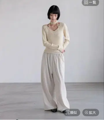 로리즈팜 개더 와이드 이지 팬츠 아이보리 택 포함 미사용 새상품