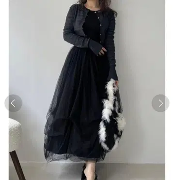 LILY BROWN 볼륨 튤 니트 원피스