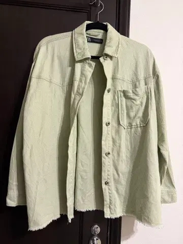 ZARA 데님 자켓 민트 그린