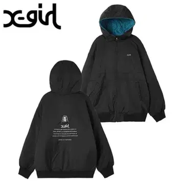 x-girl 후드 부착 리버서블 자켓