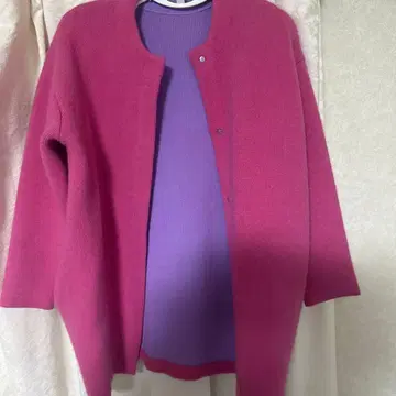 ELENDEEK 라쿤 가디건 핑크 퍼플