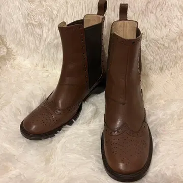 리걸 사이드 고어 부츠 메달리온 윙팁 브라운 23.5 일본제