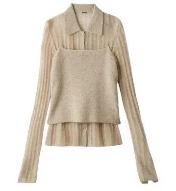 [ 세트 아이템 ] 폴로 옷깃 와이드 리브 베어 SET 모헤어 니트