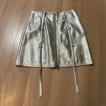 led.tokyo 인조 가죽 미니 스커트 실버 메탈릭 y3k