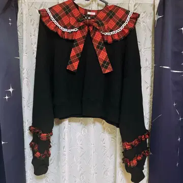 Angelic Pretty 타탄 체크 레슨 탈착식 옷깃 풀오버 블랙