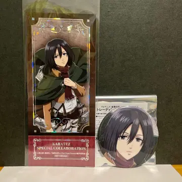 가라오케 철인 진격의 거인 글리터 캔뱃지 금박 티켓풍 카드 미카사