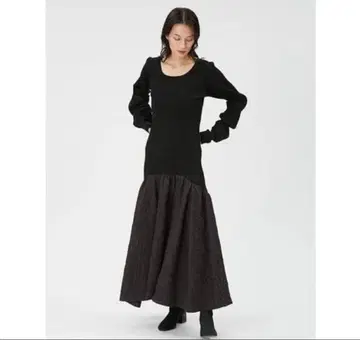 FRAYI.D 자카드 카비 슬리브 니트 원피스