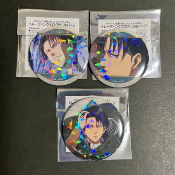 가라오케 철인 진격의 거인 리바이 생일 기념 홀로그램 캔뱃지 세트