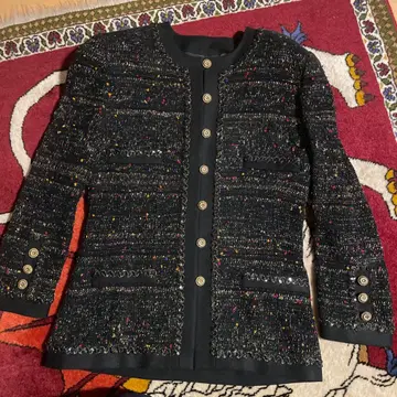 노카라 자켓 컬러풀 트위드