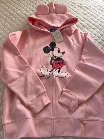 디즈니 리조트 미키 귀 달린 후드티 라메 핑크 LL 택 포함 새상품