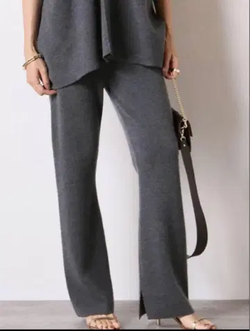 최근 모델 Deuxieme Classe 스무스 니트 팬츠 리브 그레이