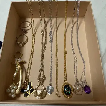 주얼리 세트 골드 실버 목걸이 6개 반지 2개