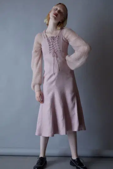 FUR FUR 코르셋 드레스 레이스업 오버롤 스커트