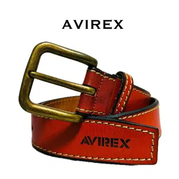 AVIREX 아비렉스 가죽 벨트 브라운 화이트 스티치