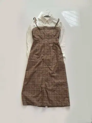 LOWRYS FARM 체크 무늬 오버롤 스커트 L 걸리시 점프수트