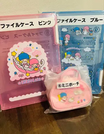 키키라라 1번 복권 파일 케이스 핑크 블루 세트, 미니 파우치 3개