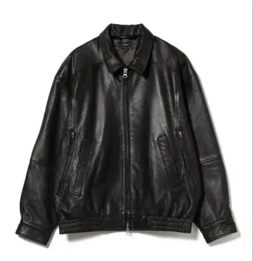 beams 와이드 핏 4 포켓 가죽 블루종