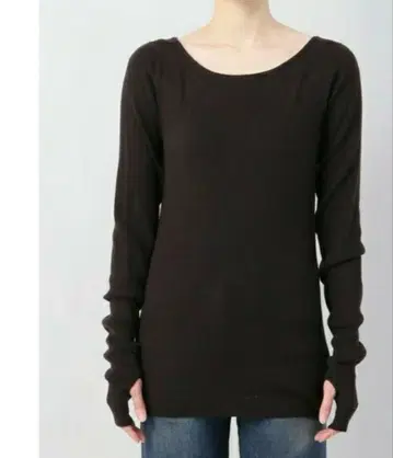 L'Appartement 손가락 보트넥 짙은 갈색