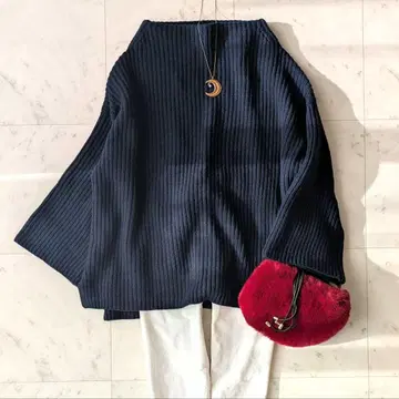 라빠르망 두지엠 클라세 울 캐시미어 니트 네이비 보트넥