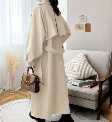 아이보리 트렌치코트 롱 코트