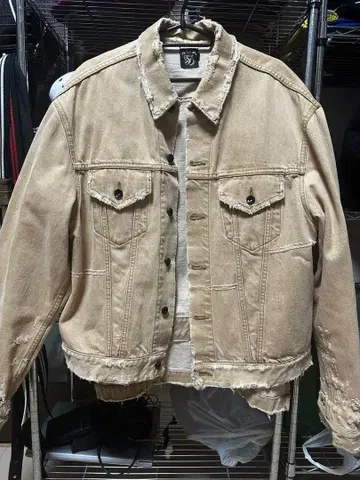 FULL-BK 풀비케이 베이지 데미지 데님 자켓