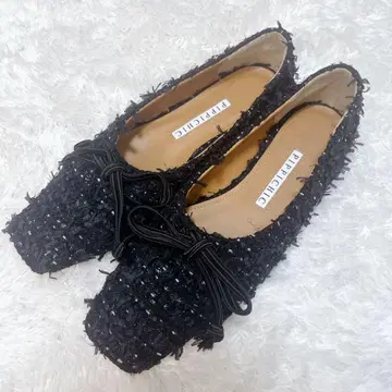 [새상품급] 피피시크 트위드 발레 슈즈 블랙 리본 22.5