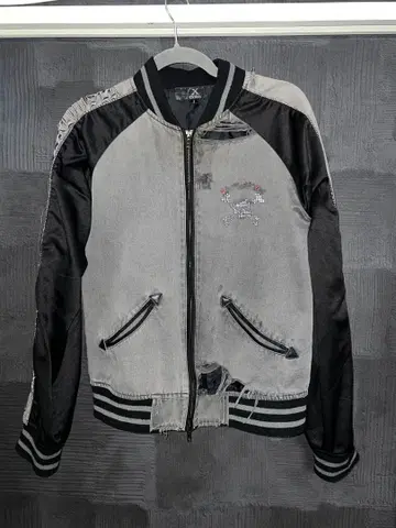 00 s xfrm 스컬 봄버 자켓 y2k 레어 데미지 가공