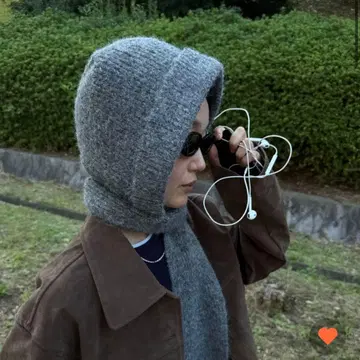 발라클라바 후드 머플러 그레이 POIK