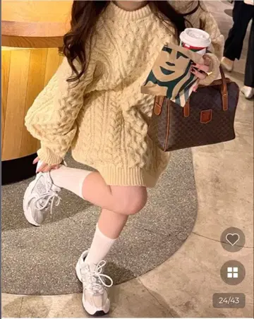 nugu 아이보리 케이블 니트 오버 사이즈