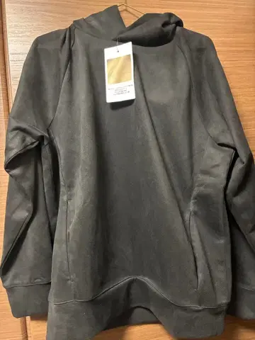 워크맨 블랙 스웨이드풍 후드 부착 후드티 M