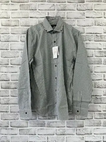 스트라이프 버튼 다운 긴팔 셔츠