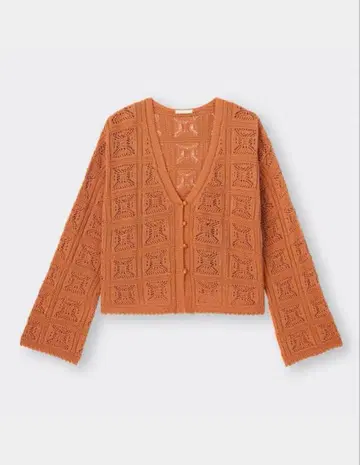 GU 레이스 크롭 가디건 오렌지 M