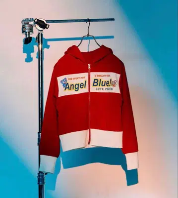 엔젤블루 지퍼 후드티 저지