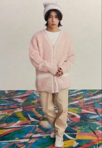 미사용 새상품 휠라 샤기 니트 가디건 핑크