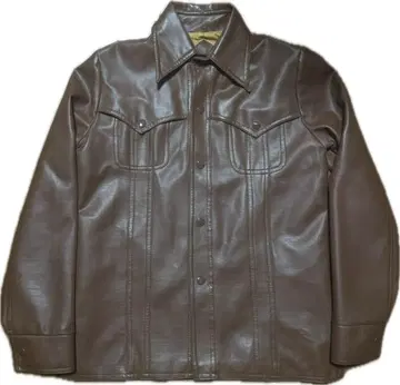 빈티지 브라운 가죽 웨스턴 셔츠