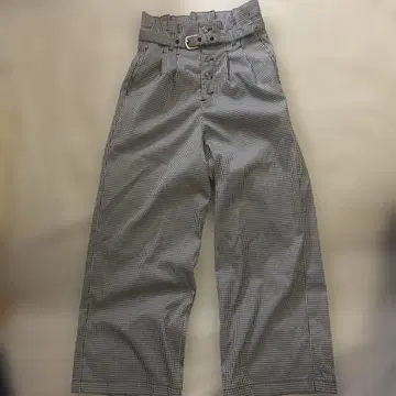 체크 무늬 와이드 팬츠 벨트 포함