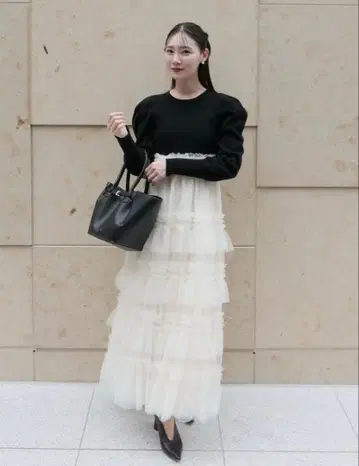 Acka. tulle tiered knit dress 사이즈 2 택 없음