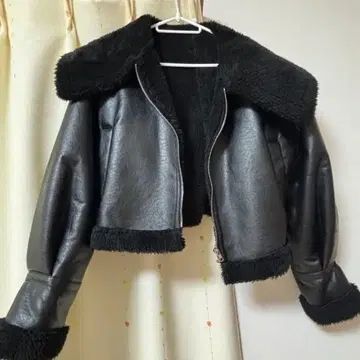 보아 부착 가죽 자켓 F 사이즈 블랙