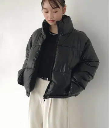 블랙 계열 더블 지퍼 충전솜 다운 자켓 M 사이즈