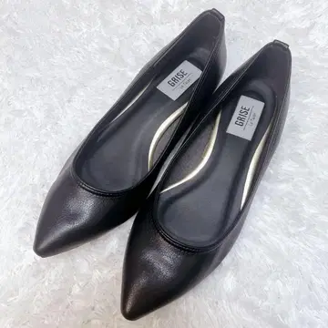 새상품급 루탈론 그리 스틸레토 블랙 플랫 펌프스 23.5