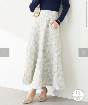 [ 새상품 ] 라 부티크 봉봉 꽃무늬 자카드 스커트 라이트 블루 38