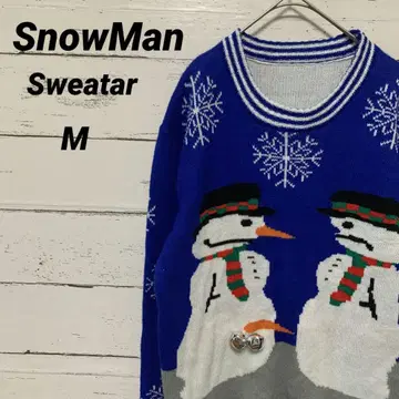 USA 구제 의류 눈사람 눈꽃 디자인 스웨터 스노우맨 M