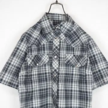 G706*agnes b 아그네스베 반팔 체크 셔츠 블랙 S