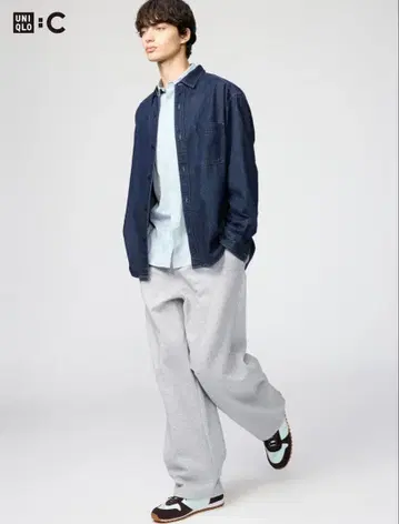 유니클로c (UNIQLO C) 맨투맨 와이드 팬츠 그레이 S